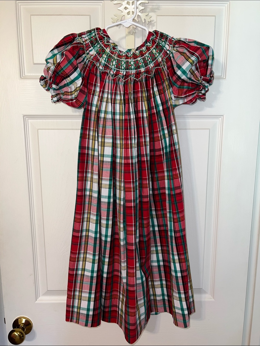 Christmas Smocked Red Plaid Dress. Beautiful plaid!!